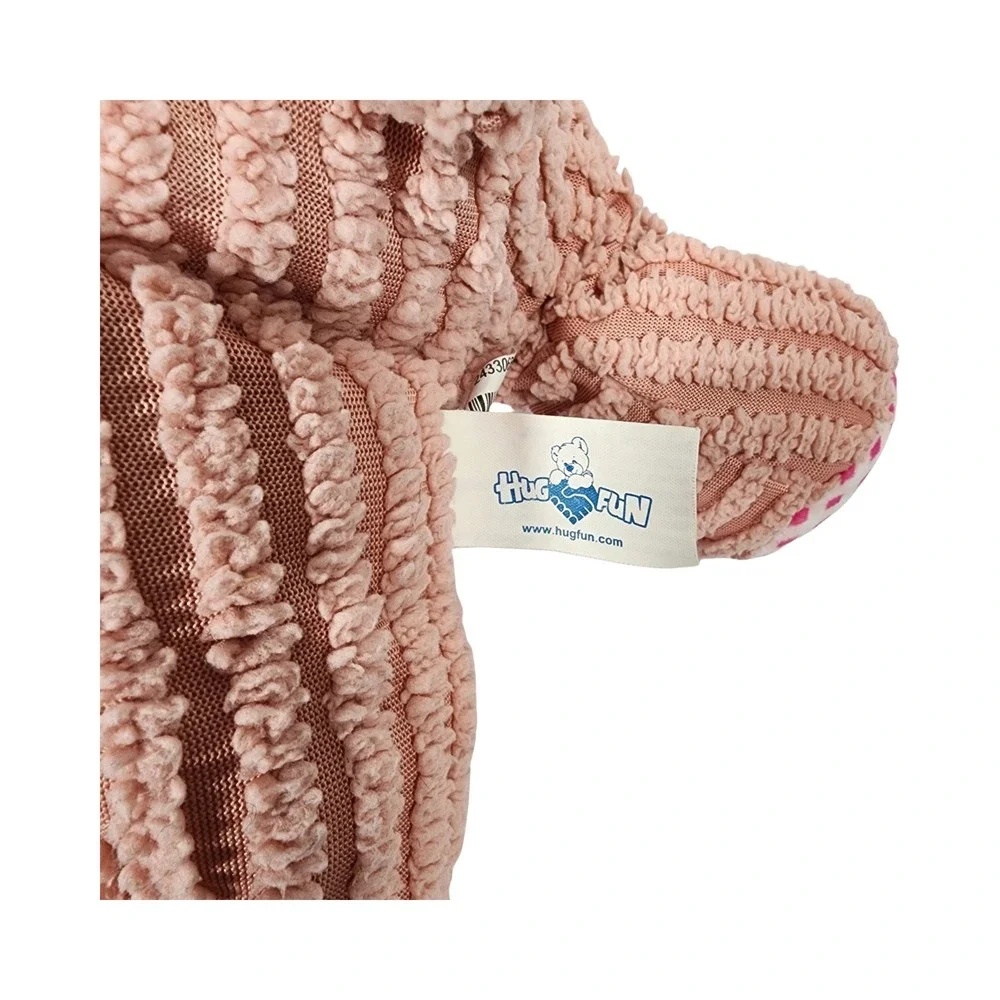 Hugfun Plush Pink Corduroy‎ Pig Stuffed Animal Toy with Gingham Bow